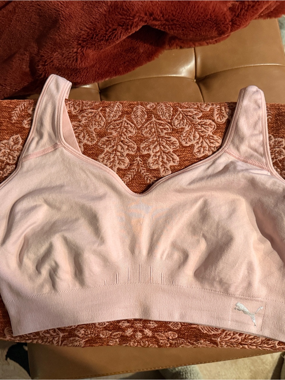 2 Seamless Women’s Brami Sports Bras, by Puma Light Pink and White. XL